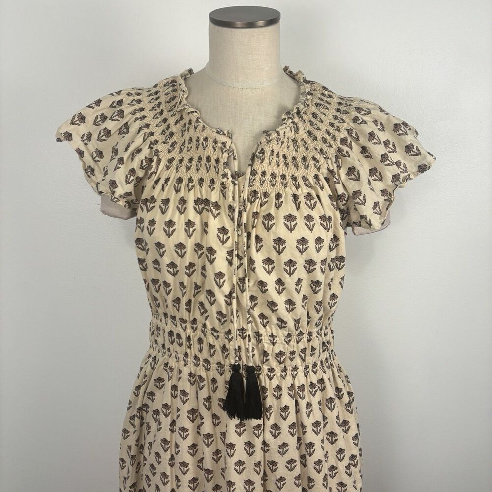 Philosophy Indira Floral Block Print Cream Tiered Maxi Ankle Dress Women Size XL - Picture 4 of 10